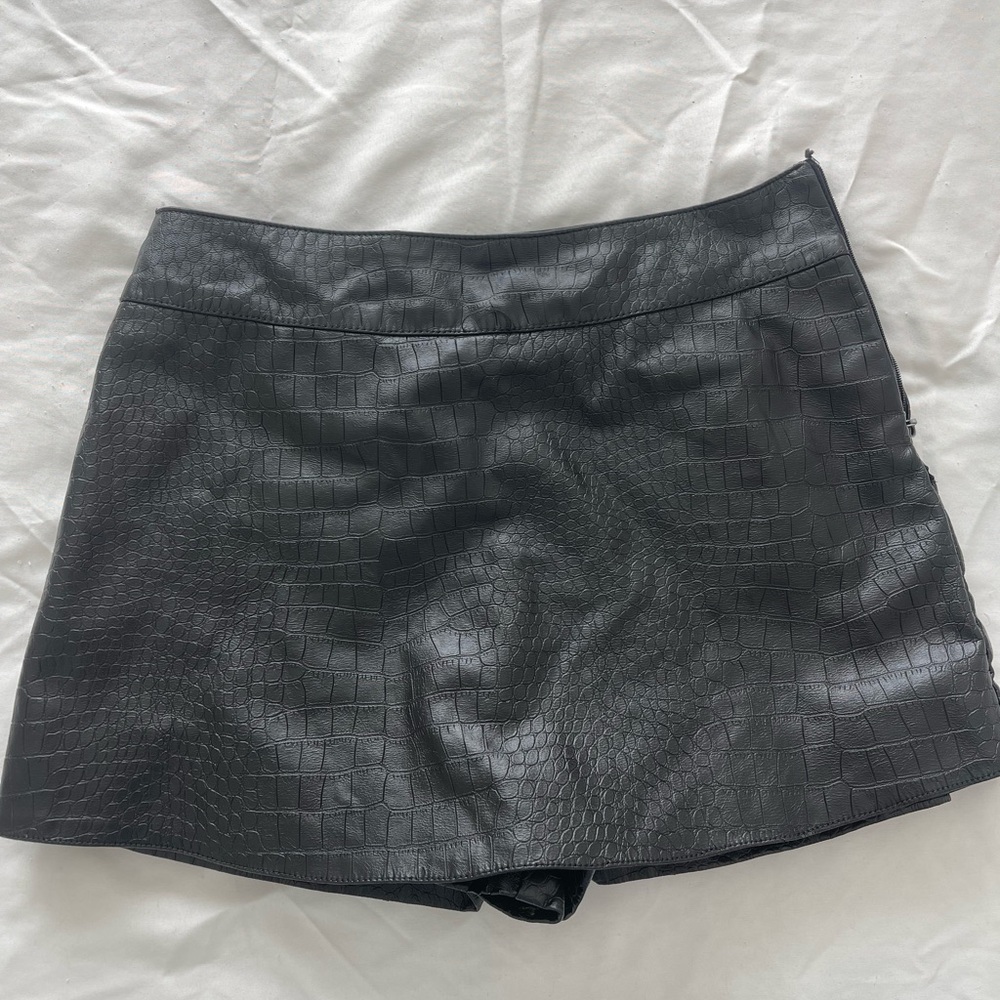 Black Faux Leather Mini Skirt